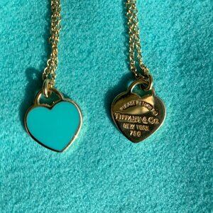 Tiffany & Co. 18K Yellow Gold Double Mini Tag Gold & Enamel Gold & 18" Chain
